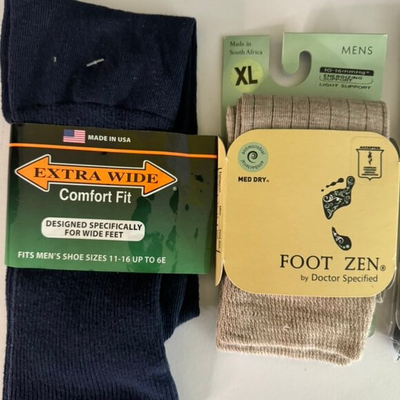 NWT 3 Pr Men's Socks-EXTRA WIDE Comfort, Siguaris Health, Foot Zen Energizing XL - Picture 4 of 6